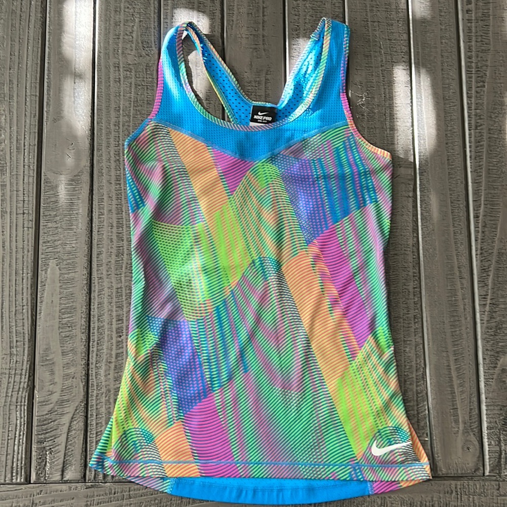 Nike pro dri fit tank top blue and multi colored